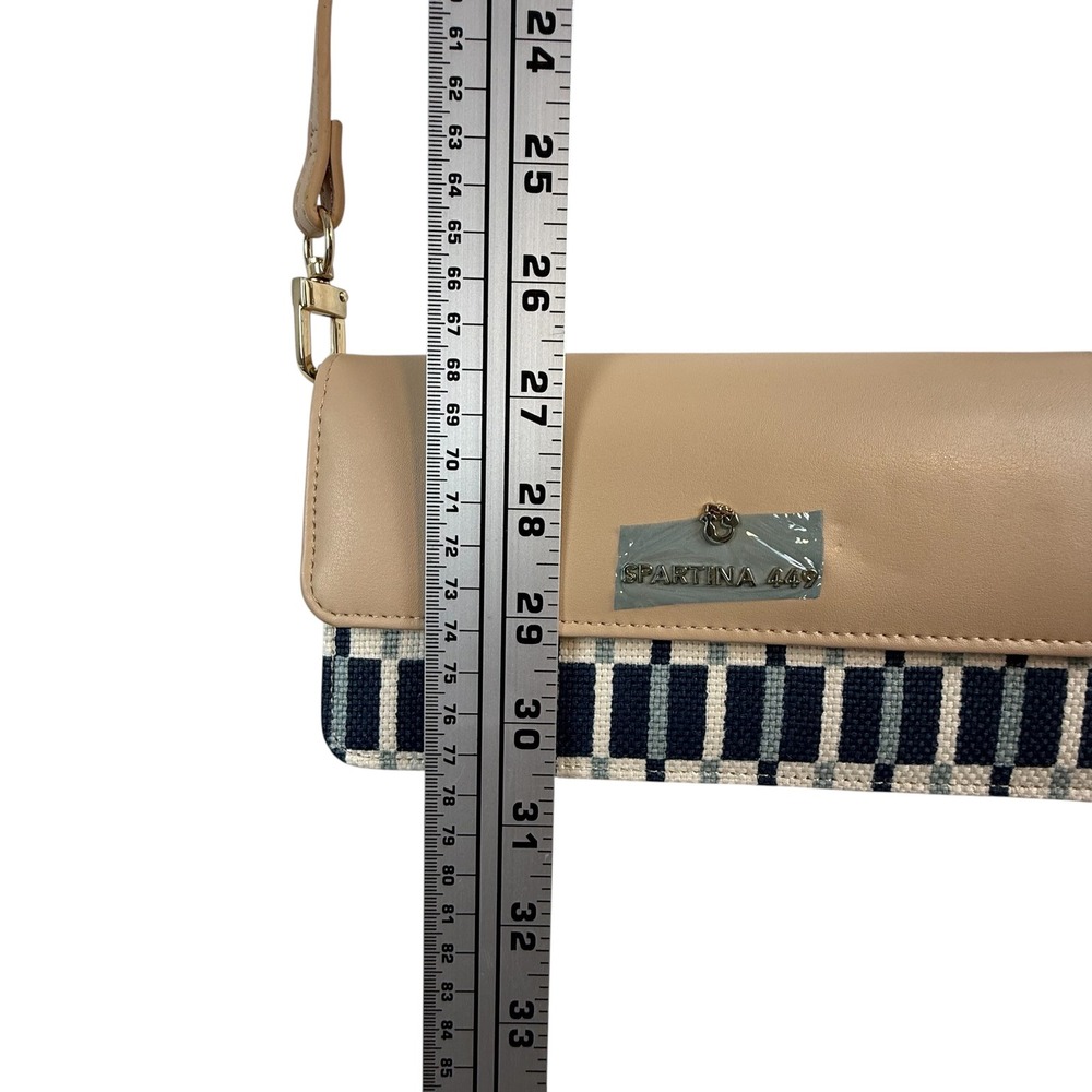 Spartina 449 Daise Jane Convertible Crossbody Tan Navy Blue Checkered 290318 NWT - Picture 9 of 9